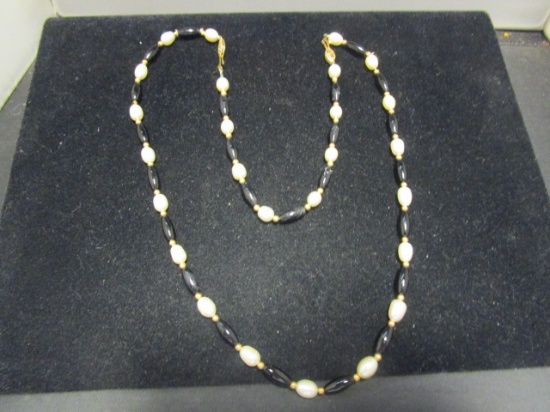 Pearl Necklace w/ 2 14k Gold Clasps