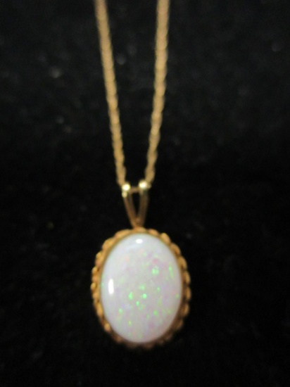 14k Gold Necklace w/ Opal Pendant
