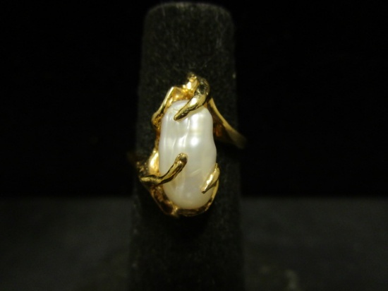 14k Gold Pearl Ring- Size 5