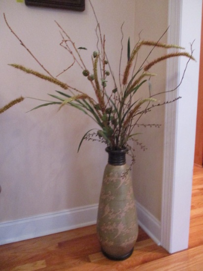 Heavy Floor Vase with Arrangement