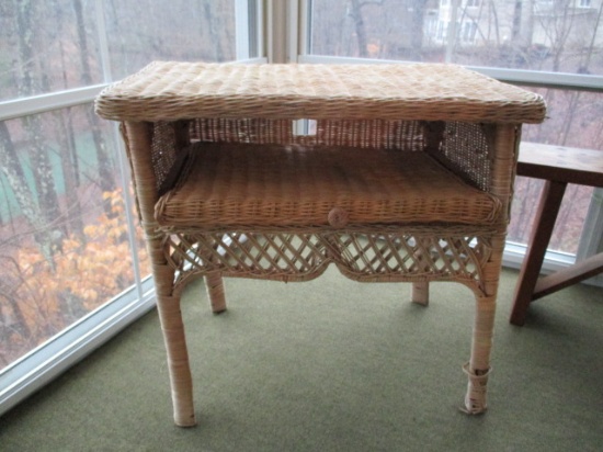 Wicker Table with Slide Out