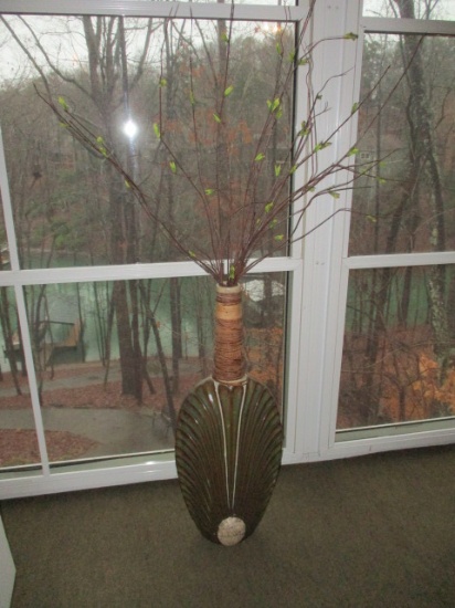 Pottery Vase with Fiber Wrapped Neck