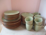 34 Pcs Mikasa Palomino Green Dinnerware