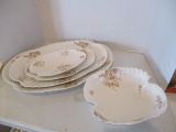 L. Sazerat Limoges Porcelain Serving Bowl and Four Platters