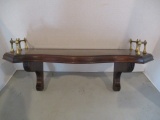 Ethan Allen Wood Wall Shelf with Metal Rail