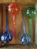Four Art Glass Globe Plant Waterers