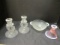 Pair of Clear Depression Glass Candle Holders, Opalescent Candle Holder and