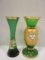 Two Hand Painted Bohemian Glass Vases