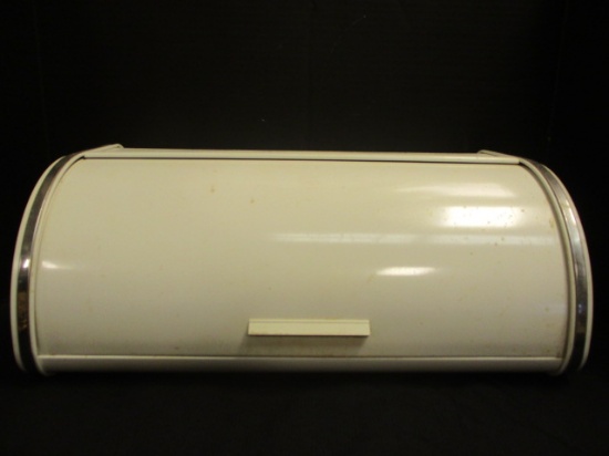 White Tin Metal Bread Box