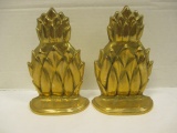 Pair of Andrea by Sadek Brass Pineapple Bookends