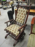 Wood Spindle Spring Rocker with Padded/Upholstered Seat and Back