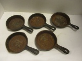 Five Miniature Cast Iron Skillet Ashtrays-Three with Advertising