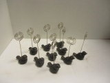 Ten Cast Metal Birdie Postcard/Place Card Holders