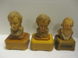 Three Reuge Composer Bust Music Boxes-Brahms, Beethoven and Mozart