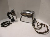Vintage Chrome Kenmore Toaster and Sunbeam Iron