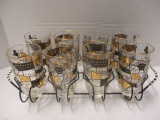 Vintage State Capital Tea Glasses in Tray