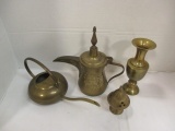 Brass Oil Pitcher, Vase, Watering Can and Incents Burner