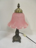 Cast Metal Vanity Lamp with Glass Shade