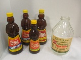 White House Apple Juice Bottle and Four Mrs. Butter-Worth's Bottles