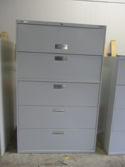 HON Metal 5 Drawer Locking Lateral File Cabinet