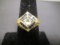 14k Gold Antique Ring w/ CZ Center Stone Surrounded by Faux Sapphires