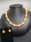 Orange & White Pearl Necklace w/ Sterling Silver Clasp and matching Earrings