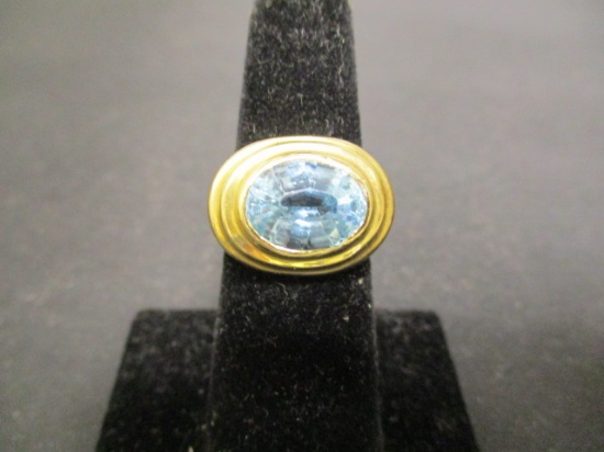 14k Gold Blue Topaz Ring