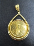 1998 $5 Gold Eagle Coin 1/4 oz. Fine Gold Coin in 14k Bezel