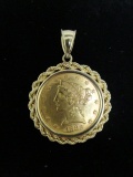 1882 $5 Liberty Head Gold Coin in 14k Gold Bezel