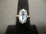 10k White Gold Blue Topaz Ring