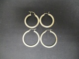 2 Pair of Sterling Silver Hoop Earrings