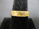 14k Gold Etched Band Ring