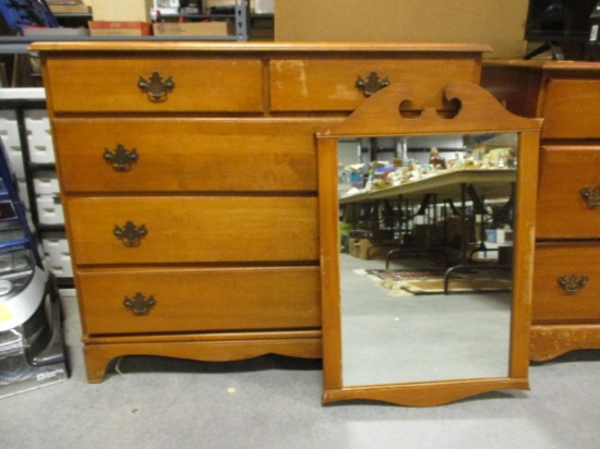 Ye Olde Ranolph House 2 over 3 Chest and Wood Frame Mirror