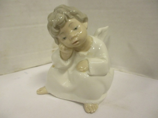 Lladro "Thinking Angel" High Gloss Porcelain Figurine