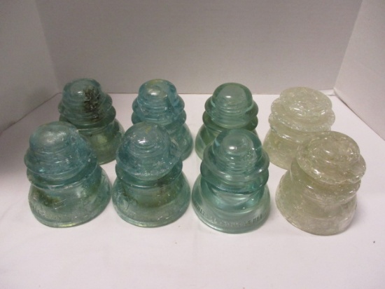 Eight Vintage Glass Insulators