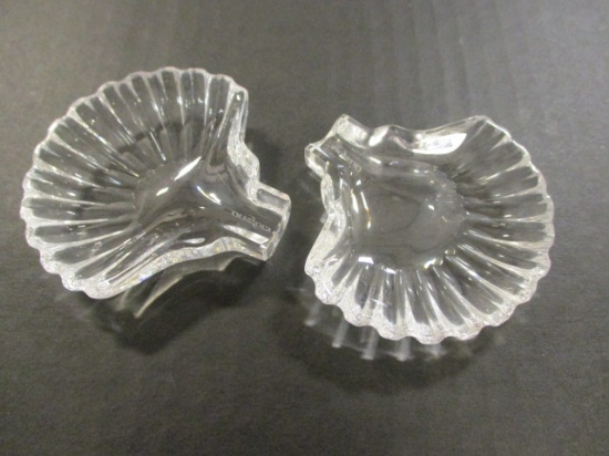 Pair of Orrefors Crystal Shell Individual Ashtrays