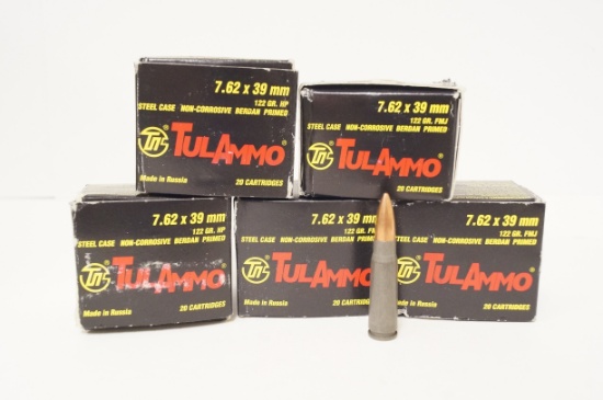 100rds. Of TulAmmo 7.62x39 mm 122gr. FMJ/HP Ammunition