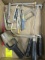 C-Clamp, Three Coping Saws, Allen Wrenches and Leather Working Tools
