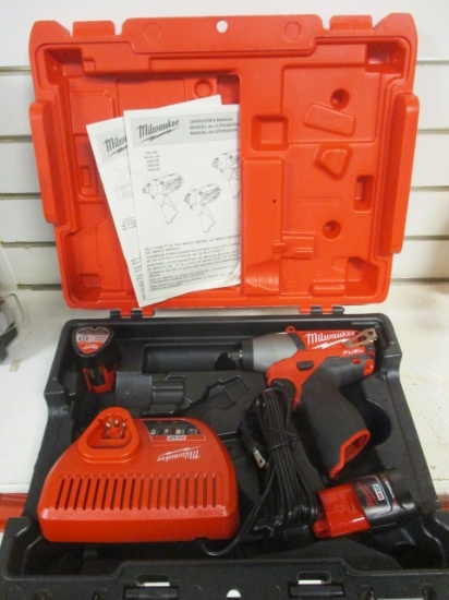 Milwaukee M12 Fuel 3/8" Square Drive Impact Wrench, Charger and Two Batteries