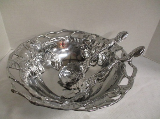 Arthur Court 14 x 4-1/2" Salad Bowl And Serving Utensils