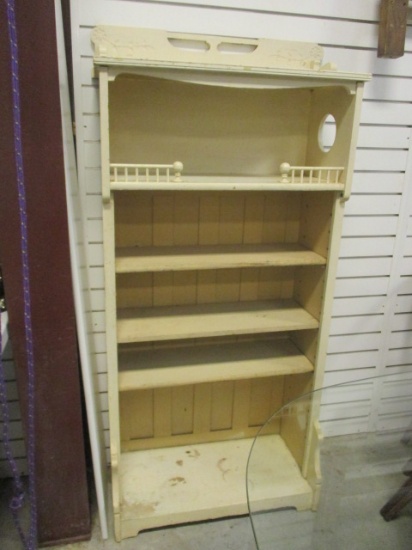 Antique Painted Wood Shelf Unit with Adjustable Shelves