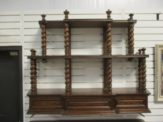 Large Three Tier Open Shelf with Barley Twist Spindles