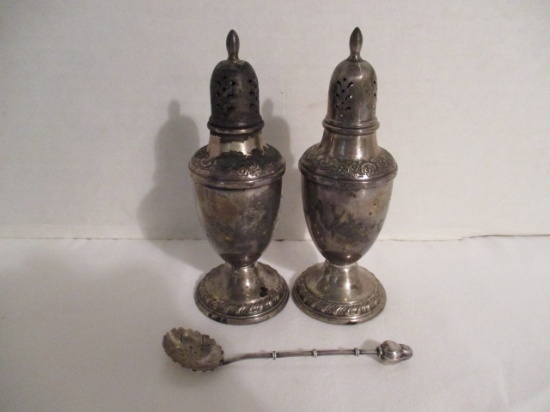 950 Silver Spoon and Pair of International Sterling Salt and Pepper Shakers