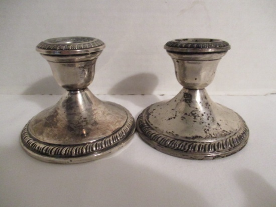 Pair of Crown Sterling Weighted Candlesticks