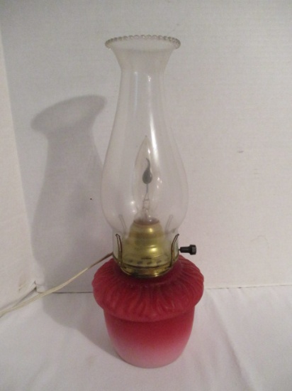 Rose Gradient Satin Glass Lamp with Flicker Bulb
