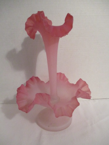 Hand Blown Frosted Glass Epergne