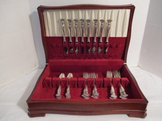Wallace Sterling Romance of the Sea Four Piece Service for Eight in Wood Case