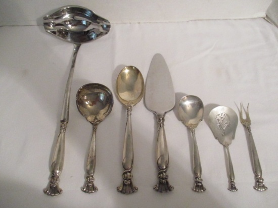 Wallace Sterling Romance of the Sea Punch Ladle and Six Serving Pieces