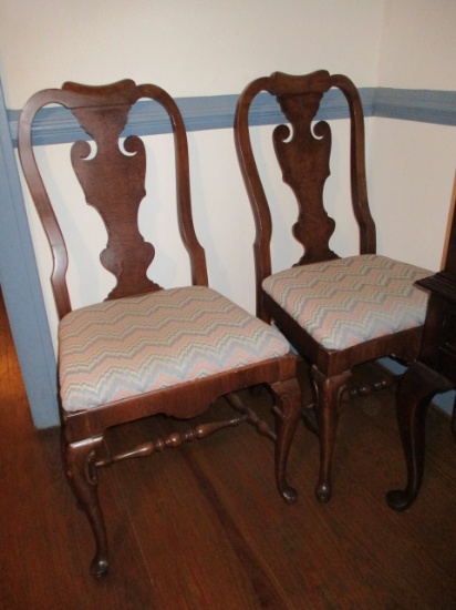 Pair of Quality Enterprises by Lynn Side Chairs with Burled Wood Backs
