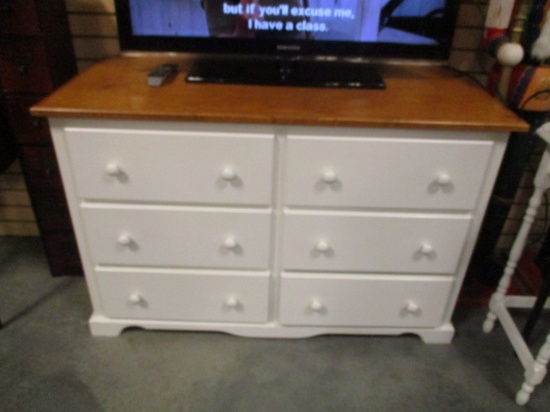 Painted 6 Drawer Chest with Maple Top